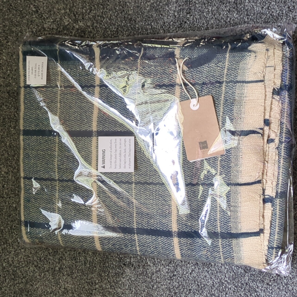 Navy and beige shawl